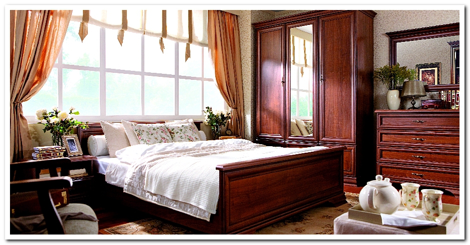 Недорогая классическая мебель для спальни Кентаки в цвете каштан BRW