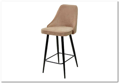 Полубарный стул NEPAL-PB БЕЖЕВЫЙ 5 велюр/ черный каркас (H=68cm)