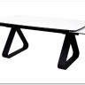 Стол Вильям 180 Белый мрамор, стекло / черный каркас