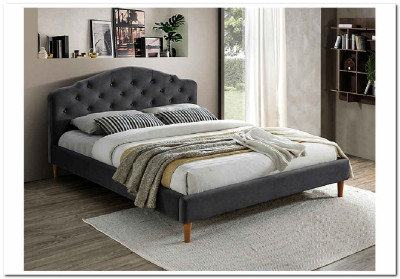 Кровать SIGNAL CHLOE VELVET 160 серый / дуб тк. BL14