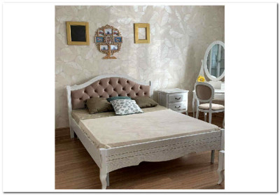 Кровать с каретной стяжкой Авиньон из массива бука