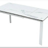 Стол CORNER 120 HIGH GLOSS STATUARIO керамика, стекло/ белый каркас, DISAUR