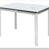Стол CORNER 120 HIGH GLOSS STATUARIO керамика, стекло/ белый каркас, DISAUR