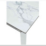 Стол CORNER 120 HIGH GLOSS STATUARIO керамика, стекло/ белый каркас, DISAUR