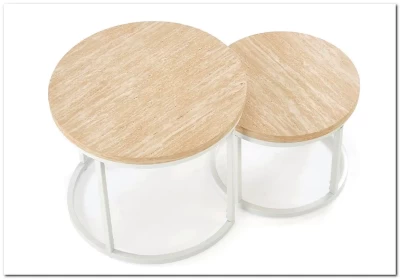 Комплект Halmar OREO (2 стола журнальных) (травертин/белый)