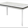 Стол CREMONA 140 HIGH GLOSS STATUARIO Белый мрамор глянцевый керамика/ белый каркас