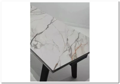 Стол BETIS 180 MATTE GILDED WHITE SOLID CERAMIC / Орех, ®DISAUR