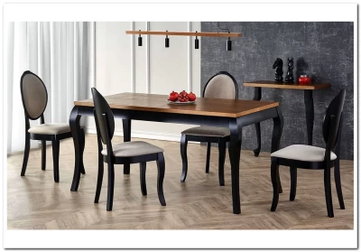 Стол Halmar WINDSOR раскладной (дуб темный/черный)