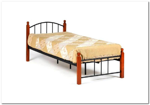 Купить Кровать AT-915 дерево гевея/металл 90*200 (Single bed), красный дуб/черный с доставкой по России по цене производителя можно в магазине Другая мебель в Алексеевке