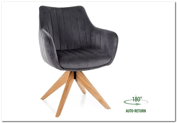 Стул кухонный Signal AZALIA D Velvet Bluvel 14 поворотный (серый/дуб) Стул кухонный Signal AZALIA D Velvet Bluvel 14 поворотный (серый/дуб)