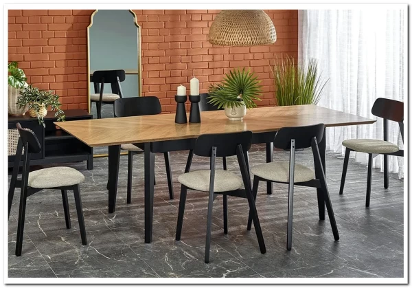 Стол обеденный Halmar EDMONDO 160 раскладной (дуб/черный)