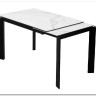 Стол CORNER 120 MATTE STATUARIO Белый мрамор матовый керамика, стекло/ черный каркас, DISAUR