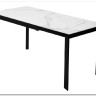 Стол CORNER 120 MATTE STATUARIO Белый мрамор матовый керамика, стекло/ черный каркас, DISAUR