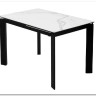 Стол CORNER 120 MATTE STATUARIO Белый мрамор матовый керамика, стекло/ черный каркас, DISAUR