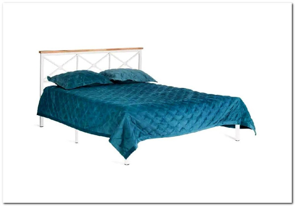 Купить Кровать Iris (mod.9311) дерево гевея/металл, 160*200 см (Queen bed), Белый (White) с доставкой по России по цене производителя можно в магазине Другая мебель в Алексеевке
