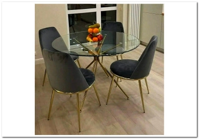 Стол обеденный RONDO Halmar (прозрачный/золотой)